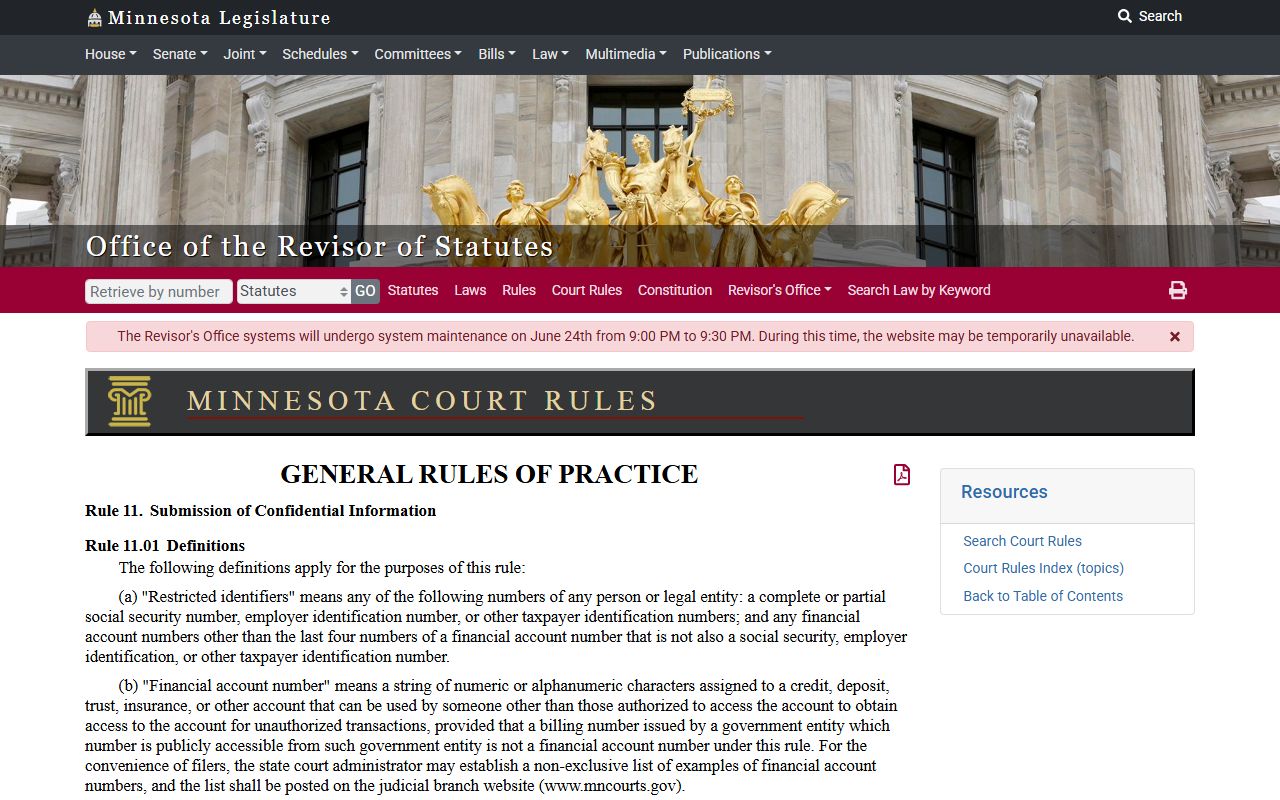 Minnesota General Rule of Practice 11