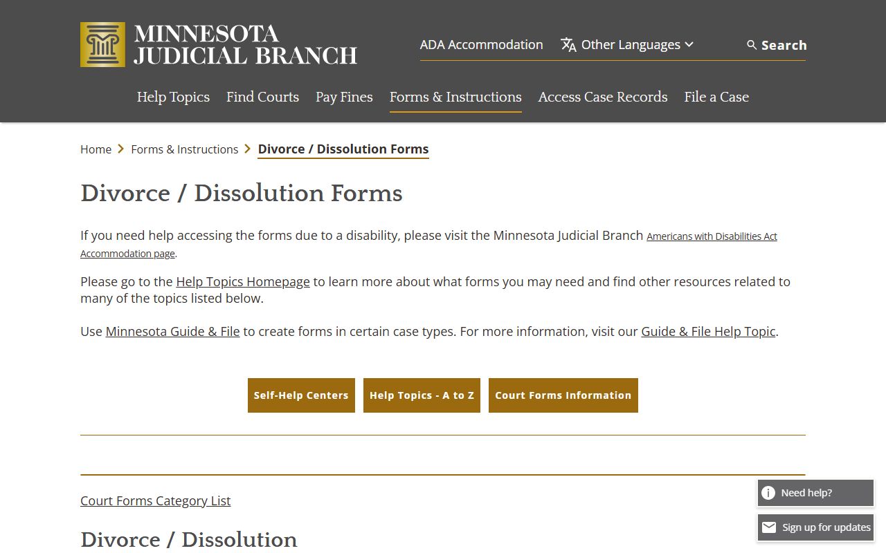 Minnesota divorce forms
