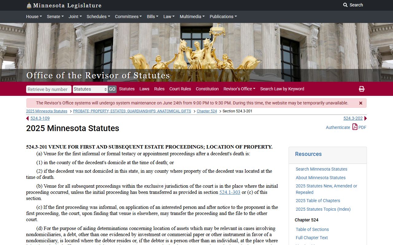 Minnesota probate venue statute