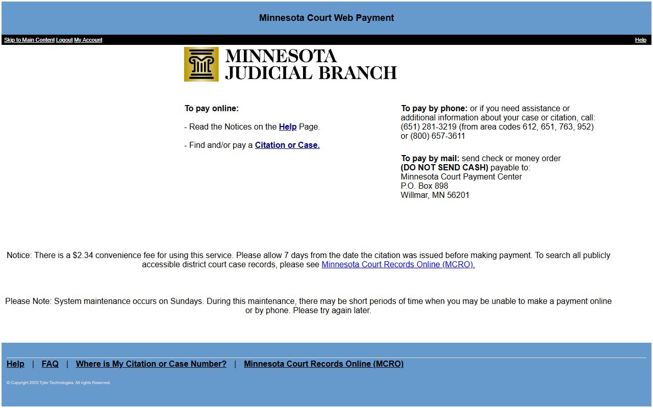 Minnesota Court Web Payment